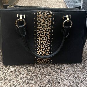Black and Leopard Print Women's Bag